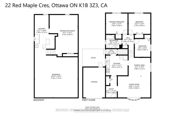 22 Red Maple Cres, House other with 3 bedrooms, 1 bathrooms and 2 parking in Gloucester ON | Image 47