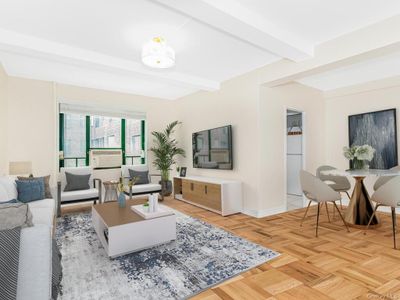 Living room with beamed ceiling and parquet flooring | Image 1