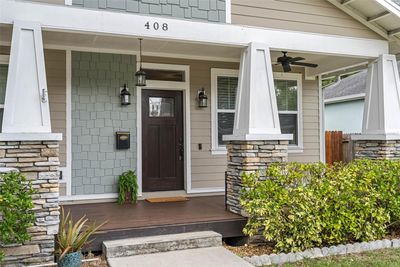 Custom-built columns, with hardie siding, and gorgeous exterior lighting. | Image 3