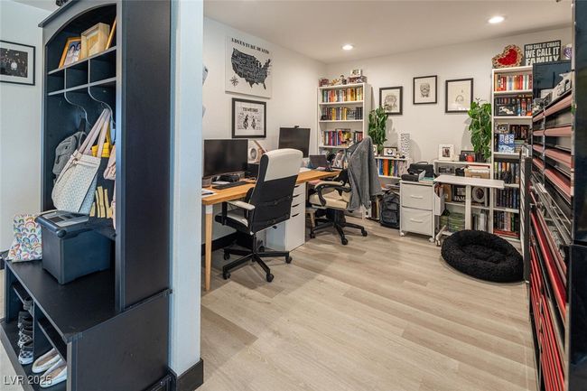 Office area featuring recessed lighting and wood finished floors | Image 22