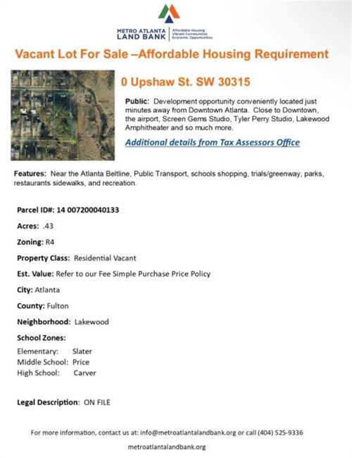 0 Upshaw St Sw, Atlanta, GA, 30315 | Card Image