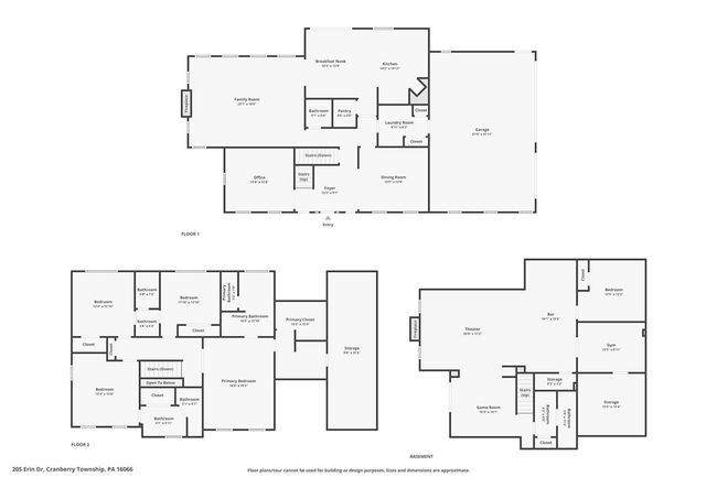 205 Erin Dr, House other with 5 bedrooms, 5 bathrooms and 3 parking in Cranberry Twp PA | Image 42