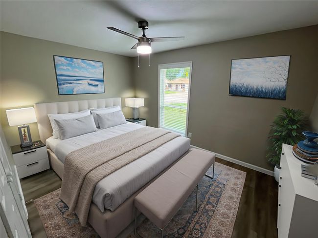 Bedroom featuring wood finished floors and a ceiling fan | Image 10
