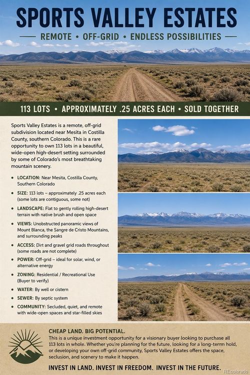 113 lots Sports Valley Estates, Mesita, CO, 81152 | Card Image