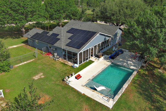 View from above of property, solar panels, pool | Image 5