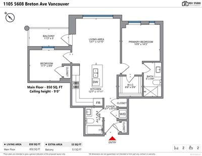 1105 - 5608 Berton Ave, Condo with 2 bedrooms, 2 bathrooms and 1 parking in Vancouver BC | Image 2