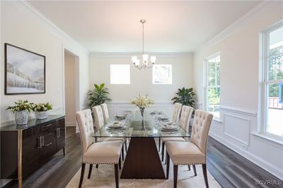 VIRTUAL STAGING. Photo represents the plan with virtual staging. As you step inside, you’ll find the formal dining room directly off of the foyer. | Image 3