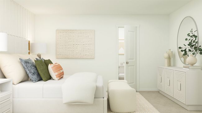 Bedroom featuring light colored carpet and connected bathroom | Image 13