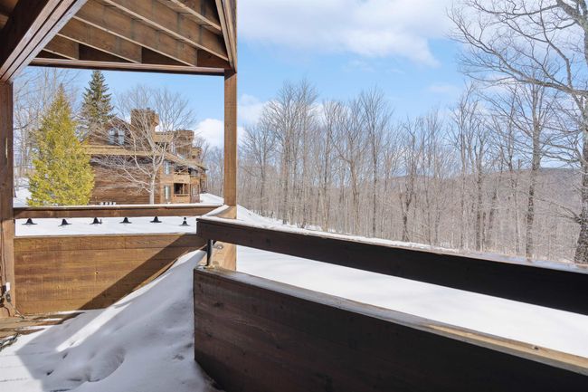 Step onto a private deck from the kitchen, which faces the woods. | Image 22