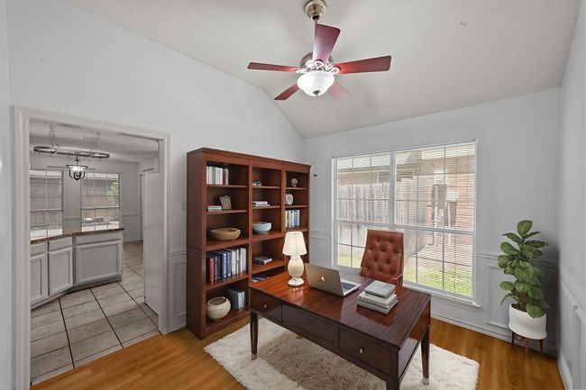 Dining, Office or Flex room! Featuring lofted ceiling, ceiling fan, plenty of natural light, trim and wood-style flooring | Image 18