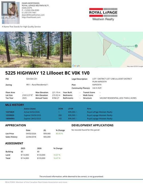 5225 Highway 12, Lillooet, BC, V0K1V0 | Card Image