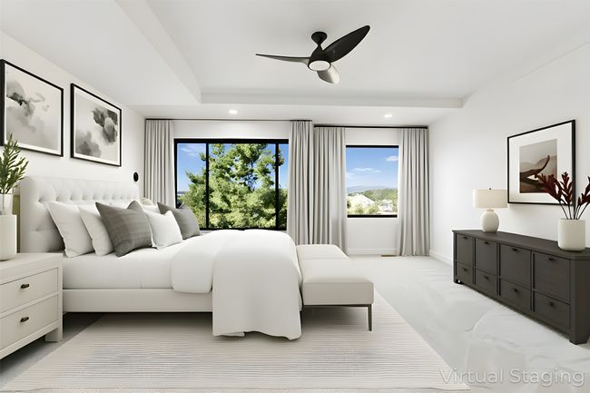 Primary Bedroom with large picture windows (virtually staged) | Image 27