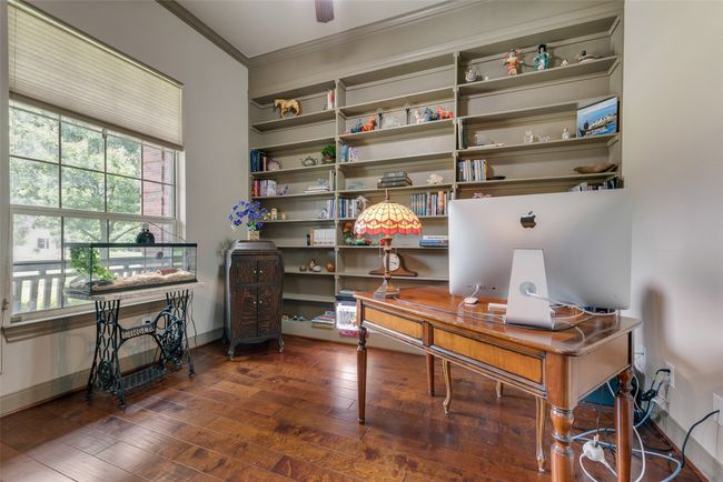 Office area with crown molding and wood-type flooring | Image 8