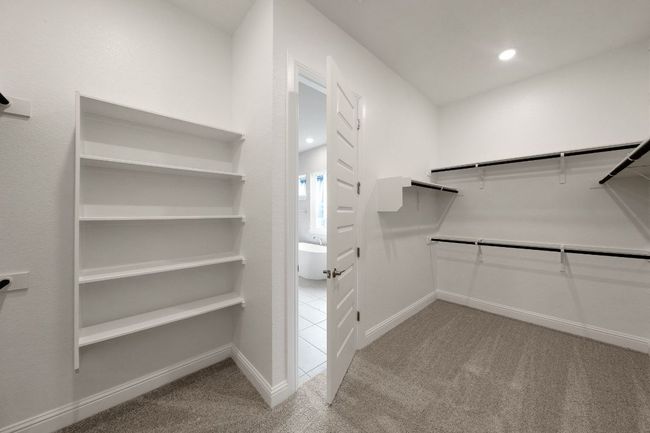 Spacious closet featuring light colored carpet | Image 13