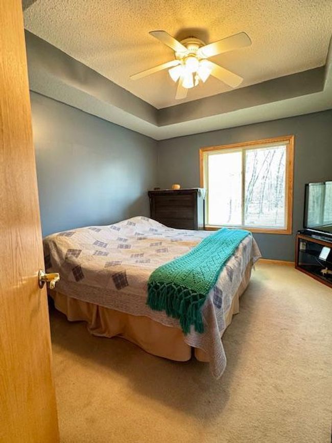 primary bedroom with tray vault, ceiling fan, WI closet and luxury bath | Image 11