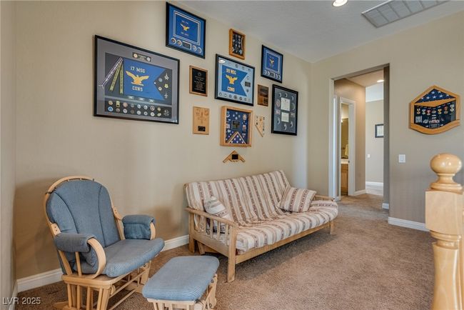 Sitting room featuring baseboards, carpet flooring, and visible vents | Image 46
