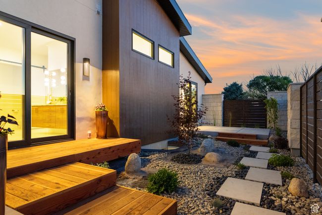Zen Garden at dusk with a wooden deck | Image 84