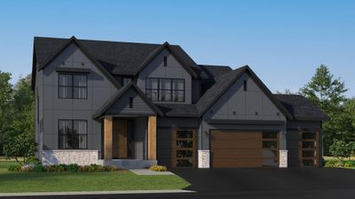 (Exterior rendering, actual homes finishes will vary) Excellent curb appeal on the Portofino floorplan! This home boasts 6 beds and 5 baths and a 4-car garage. | Image 1