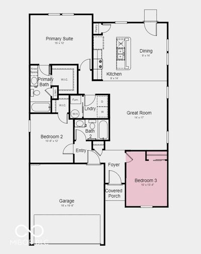 Floor Plan - Structural Options Added Include: 3rd Bedroom in place of a flex room. | Image 2