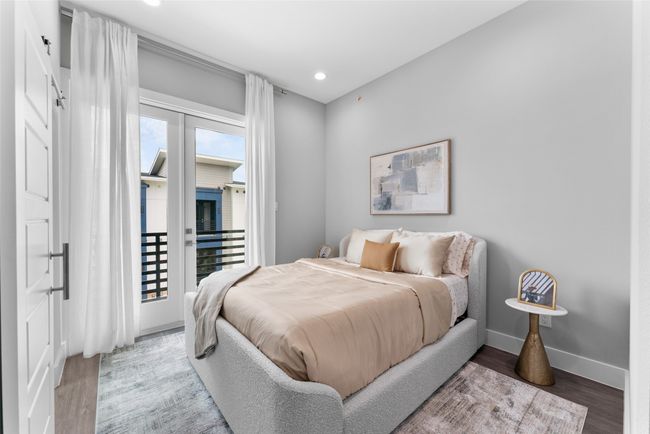 Bedroom featuring access to outside, recessed lighting, baseboards, and wood finished floors | Image 10