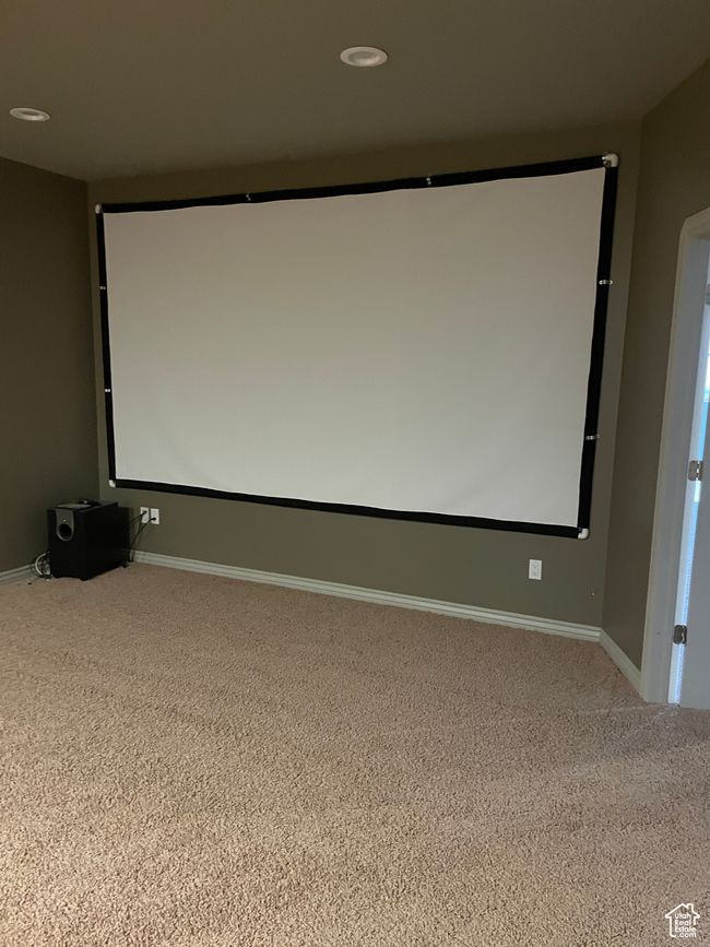 Home theater room featuring carpet flooring and recessed lighting | Image 18