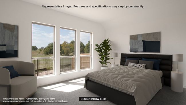 Carpeted bedroom with multiple windows and lofted ceiling | Image 6