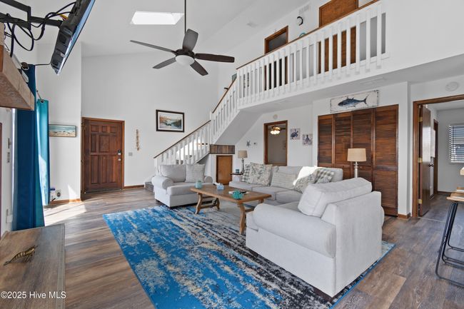 Open Living Room with sky lights, and ceiling fan | Image 4