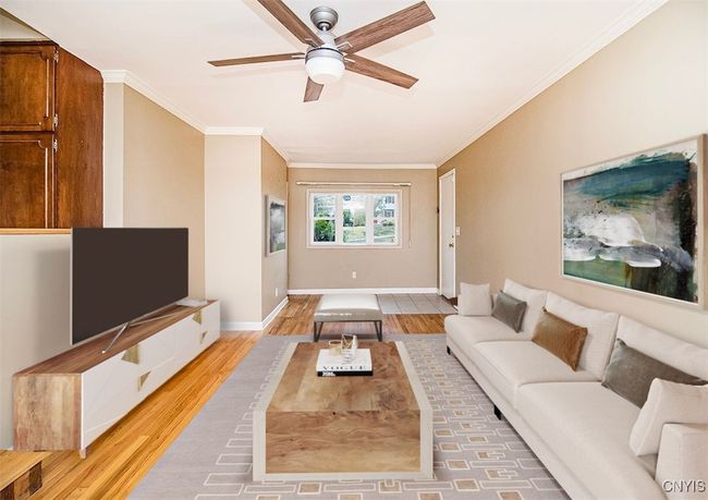 A virtually staged room provides a look into a furnished space... | Image 21