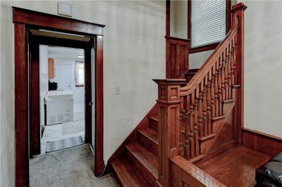 Stairway featuring carpet flooring | Image 3