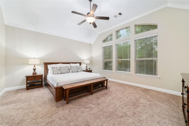 Large primary bedroom with views of nature out the windom. | Image 23