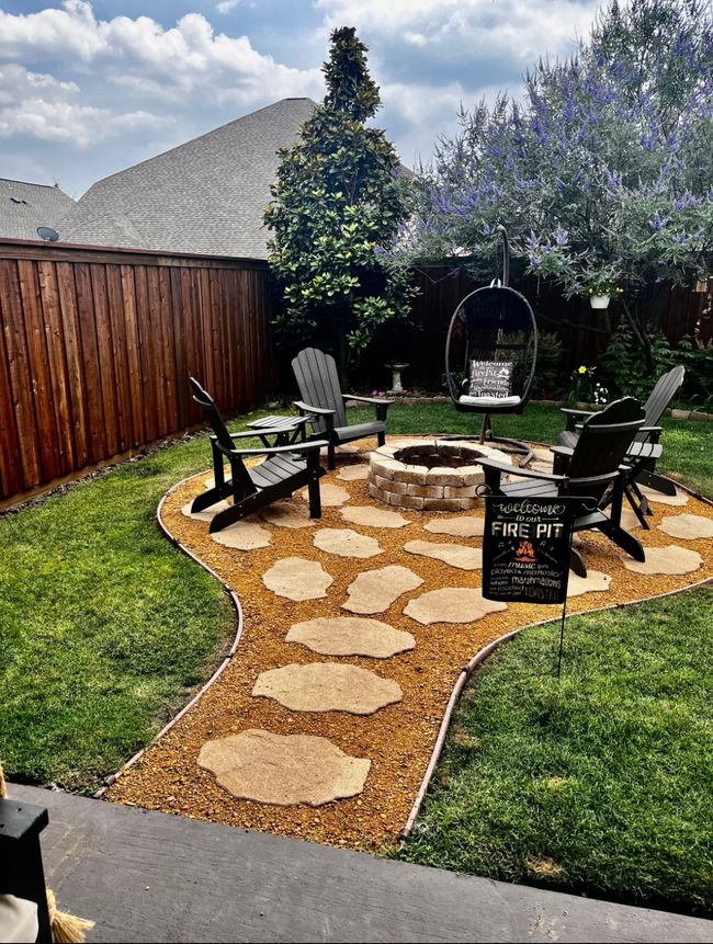 View of yard with fence and an outdoor fire pit | Image 27