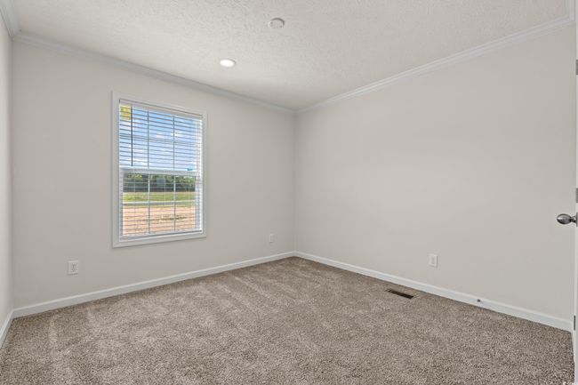 Empty room featuring ornamental molding, baseboards, carpet floors, and a textured ceiling | Image 21