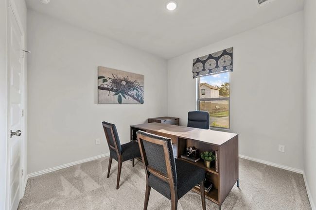 Office area with light carpet, baseboards, and recessed lighting | Image 9