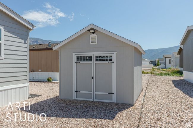View of shed featuring a mountain view | Image 24