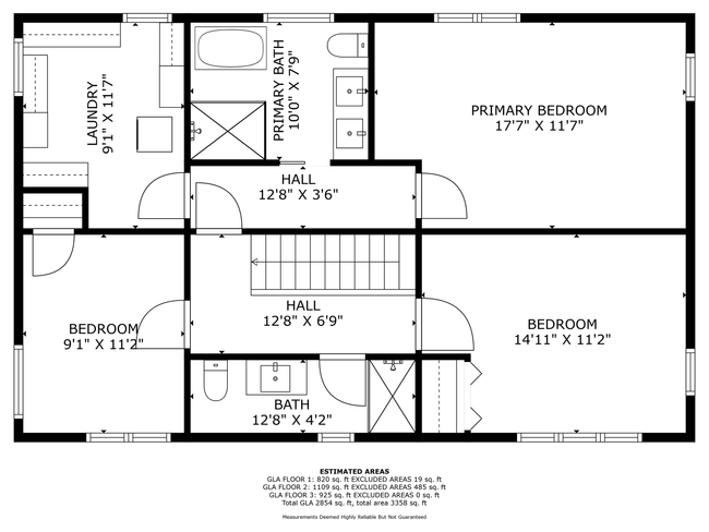 Professionally measured upper level floor plan. Note the extensive private owner suite. | Image 48