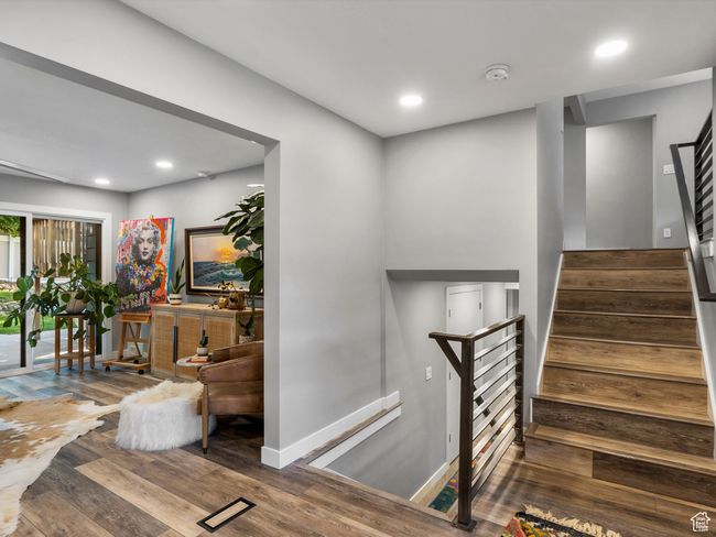 Stairway with hardwood / wood-style floors and recessed lighting | Image 5