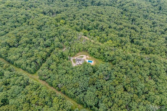 Aerial view of property's location featuring a heavily wooded area | Image 85