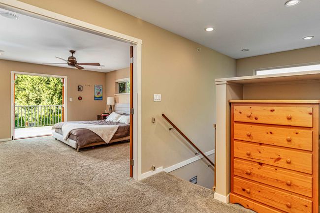 Carpeted bedroom featuring access to exterior, recessed lighting, and ceiling fan | Image 15