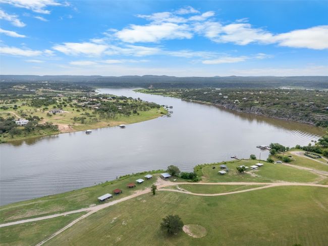 Drone / aerial view of Lake Travis and the community shoreline | Image 23