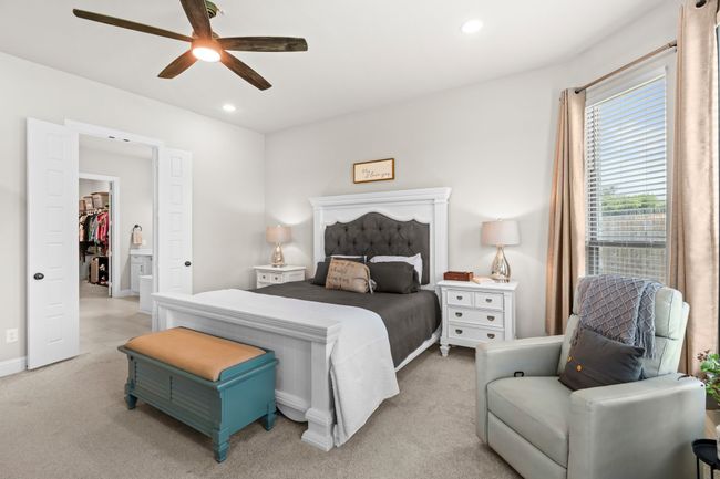 Bedroom featuring recessed lighting, a ceiling fan, and light carpet | Image 20