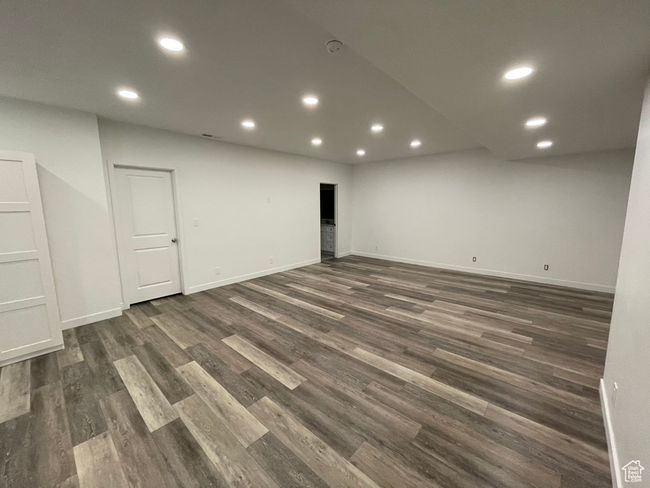Basement with dark hardwood / wood-style flooring | Image 19