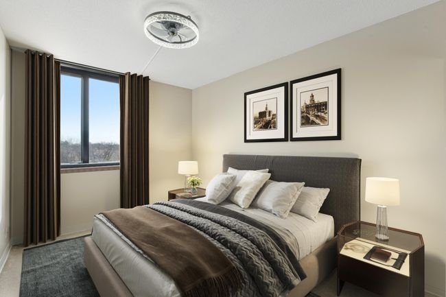 Virtual staged bedrooom and window treatments. | Image 5