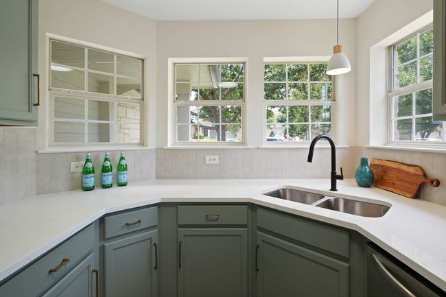 Love the Evergreen Fog color on the cabinets! Super cute windows too! | Image 5
