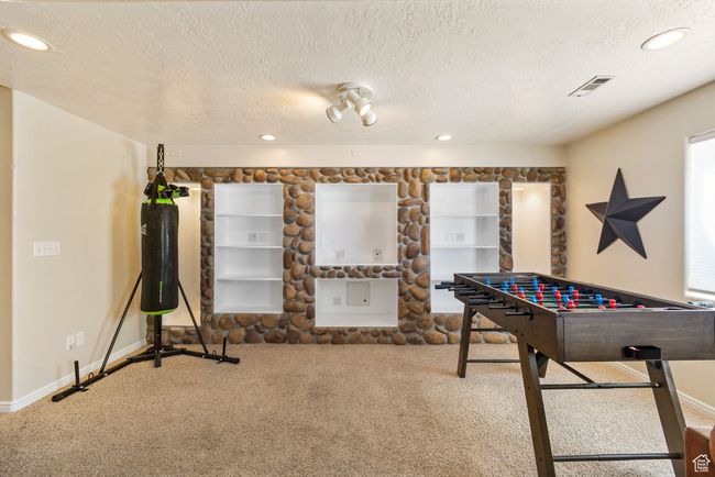 Playroom featuring recessed lighting, carpet floors, visible vents, and baseboards | Image 27