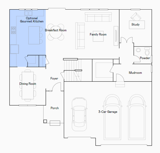 McKinley main level floorplan with a gourmet kitchen. | Image 23