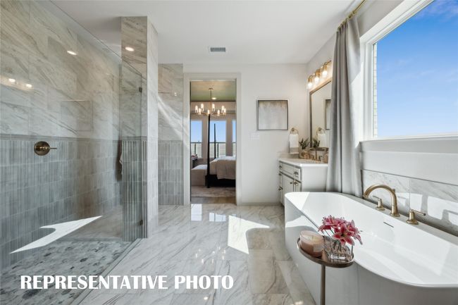 Whether it's soaking you cares away in the beautiful tub or indulging a long luxurious shower...this owner's bath is a dream come true! REPRESENTATIVE PHOTO | Image 13