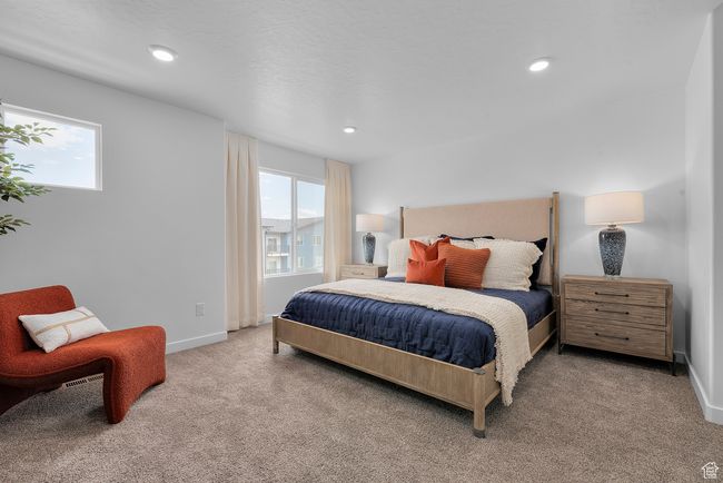 Bedroom featuring multiple windows, carpet floors, and recessed lighting | Image 14