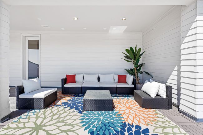 Roof deck with views to Downtown Fort Worth. Image of model home with similar floorplan. | Image 34