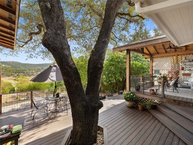 Lower level of the back patio features this grand old Oak Tree. | Image 39