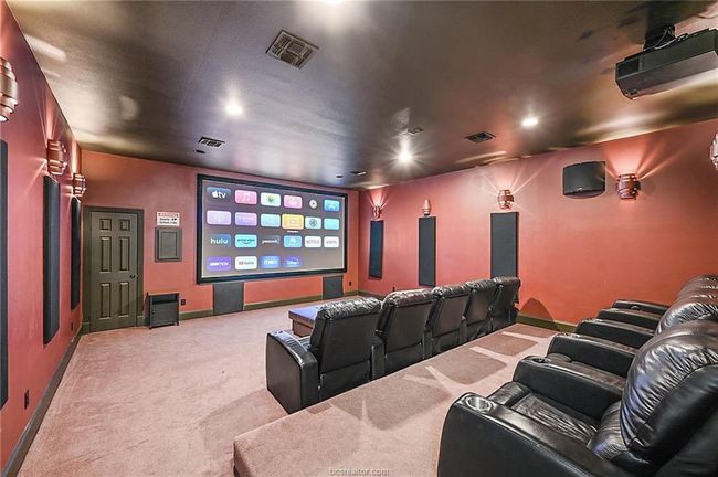 Cinema featuring light colored carpet, baseboards, and visible vents | Image 31